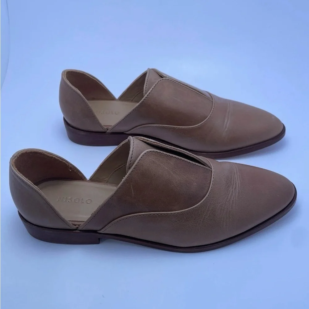 Nisolo Emma d'Orsay Oxford Flats Almond Leather Women’s Size 8.5‎